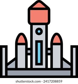 Rocket icon symbol future technology vector image. Illustration of spaceship flight rocket design image