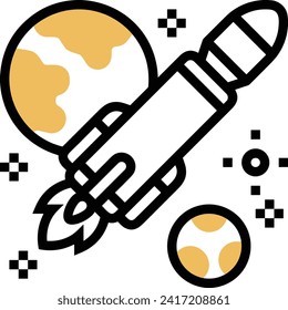Rocket icon symbol future technology vector image. Illustration of spaceship flight rocket design image