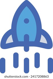 Símbolo de icono de cohete imagen vectorial de tecnología futura. Ilustración de la imagen de diseño de cohetes de vuelo de nave espacial