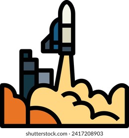 Rocket icon symbol future technology vector image. Illustration of spaceship flight rocket design image