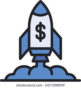 Rocket icon symbol future technology vector image. Illustration of spaceship flight rocket design image