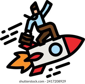 Rocket icon symbol future technology vector image. Illustration of spaceship flight rocket design image