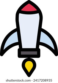 Símbolo de icono de cohete imagen vectorial de tecnología futura. Ilustración de la imagen de diseño de cohetes de vuelo de nave espacial