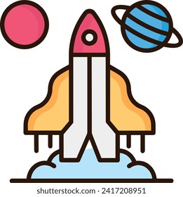 Rocket icon symbol future technology vector image. Illustration of spaceship flight rocket design image