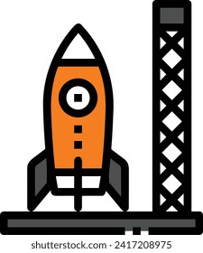 Rocket icon symbol future technology vector image. Illustration of spaceship flight rocket design image