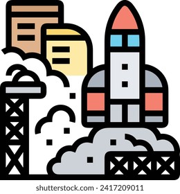 Rocket icon symbol future technology vector image. Illustration of spaceship flight rocket design image