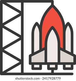 Símbolo de icono de cohete imagen vectorial de tecnología futura. Ilustración de la imagen de diseño de cohetes de vuelo de nave espacial