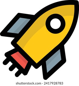 Rocket icon symbol future technology vector image. Illustration of spaceship flight rocket design image