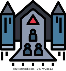 Rocket icon symbol future technology vector image. Illustration of spaceship flight rocket design image
