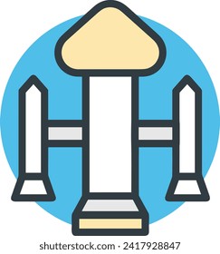 Símbolo de icono de cohete imagen vectorial de tecnología futura. Ilustración de la imagen de diseño de cohetes de vuelo de nave espacial