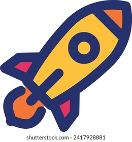 Rocket icon symbol future technology vector image. Illustration of spaceship flight rocket design image