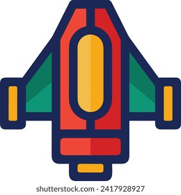 Raketensymbol für zukunftsweisende Technologie, Vektorbild. Illustration des Designbildes für Raumflugraketen