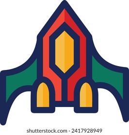Rocket icon symbol future technology vector image. Illustration of spaceship flight rocket design image