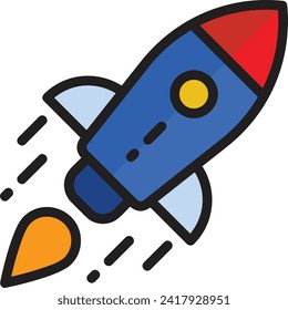 Rocket icon symbol future technology vector image. Illustration of spaceship flight rocket design image