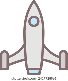 Símbolo de icono de cohete imagen vectorial de tecnología futura. Ilustración de la imagen de diseño de cohetes de vuelo de nave espacial