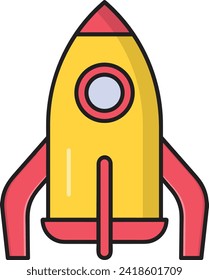 Símbolo de icono de cohete imagen vectorial de tecnología futura. Ilustración de la imagen de diseño de cohetes de vuelo de nave espacial