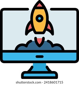Rocket icon symbol future technology vector image. Illustration of spaceship flight rocket design image