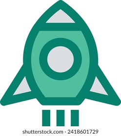 Rocket icon symbol future technology vector image. Illustration of spaceship flight rocket design image