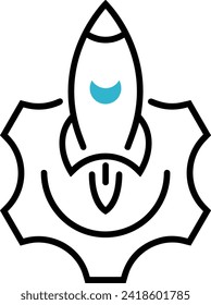 Rocket icon symbol future technology vector image. Illustration of spaceship flight rocket design image