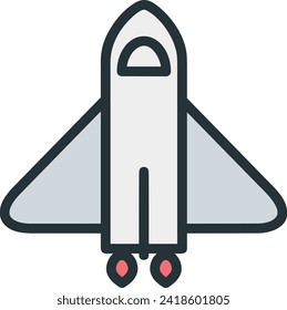 Raketensymbol für zukunftsweisende Technologie, Vektorbild. Illustration des Designbildes für Raumflugraketen