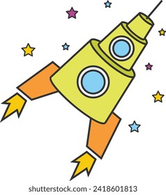 Símbolo de icono de cohete imagen vectorial de tecnología futura. Ilustración de la imagen de diseño de cohetes de vuelo de nave espacial