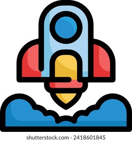 Rocket icon symbol future technology vector image. Illustration of spaceship flight rocket design image