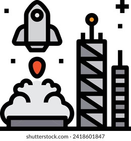 Rocket icon symbol future technology vector image. Illustration of spaceship flight rocket design image