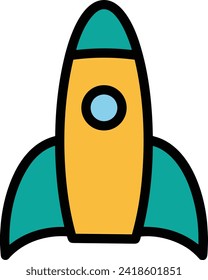 Rocket icon symbol future technology vector image. Illustration of spaceship flight rocket design image