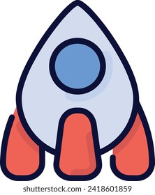 Rocket icon symbol future technology vector image. Illustration of spaceship flight rocket design image