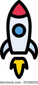 Rocket icon symbol future technology vector image. Illustration of spaceship flight rocket design image