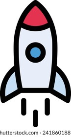Rocket icon symbol future technology vector image. Illustration of spaceship flight rocket design image