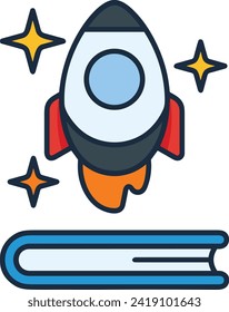 Rocket icon symbol future technology vector image. Illustration of spaceship flight rocket design image