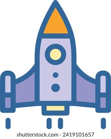 Rocket icon symbol future technology vector image. Illustration of spaceship flight rocket design image