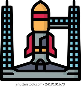 Rocket icon symbol future technology vector image. Illustration of spaceship flight rocket design image