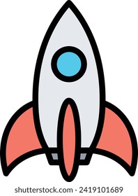 Rocket icon symbol future technology vector image. Illustration of spaceship flight rocket design image