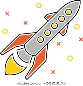 Rocket icon symbol future technology vector image. Illustration of spaceship flight rocket design image