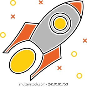 Rocket icon symbol future technology vector image. Illustration of spaceship flight rocket design image