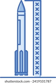 Símbolo de icono de cohete imagen vectorial de tecnología futura. Ilustración de la imagen de diseño de cohetes de vuelo de nave espacial