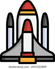 Rocket icon symbol future technology vector image. Illustration of spaceship flight rocket design image