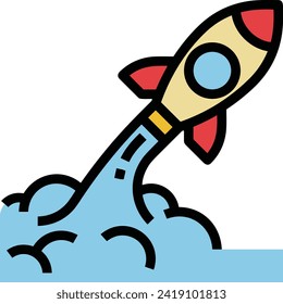 Rocket icon symbol future technology vector image. Illustration of spaceship flight rocket design image