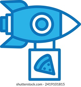 Símbolo de icono de cohete imagen vectorial de tecnología futura. Ilustración de la imagen de diseño de cohetes de vuelo de nave espacial