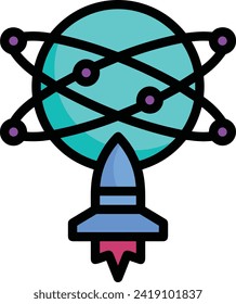 Rocket icon symbol future technology vector image. Illustration of spaceship flight rocket design image