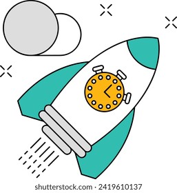 Rocket icon symbol future technology vector image. Illustration of spaceship flight rocket design image