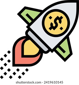 Rocket icon symbol future technology vector image. Illustration of spaceship flight rocket design image