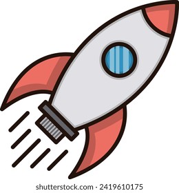 Rocket icon symbol future technology vector image. Illustration of spaceship flight rocket design image