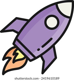Rocket icon symbol future technology vector image. Illustration of spaceship flight rocket design image