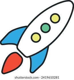 Rocket icon symbol future technology vector image. Illustration of spaceship flight rocket design image