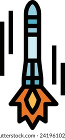 Rocket icon symbol future technology vector image. Illustration of spaceship flight rocket design image