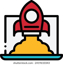 Rocket icon symbol future technology vector image. Illustration of spaceship flight rocket design image