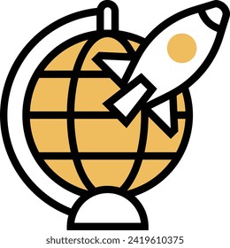 Rocket icon symbol future technology vector image. Illustration of spaceship flight rocket design image